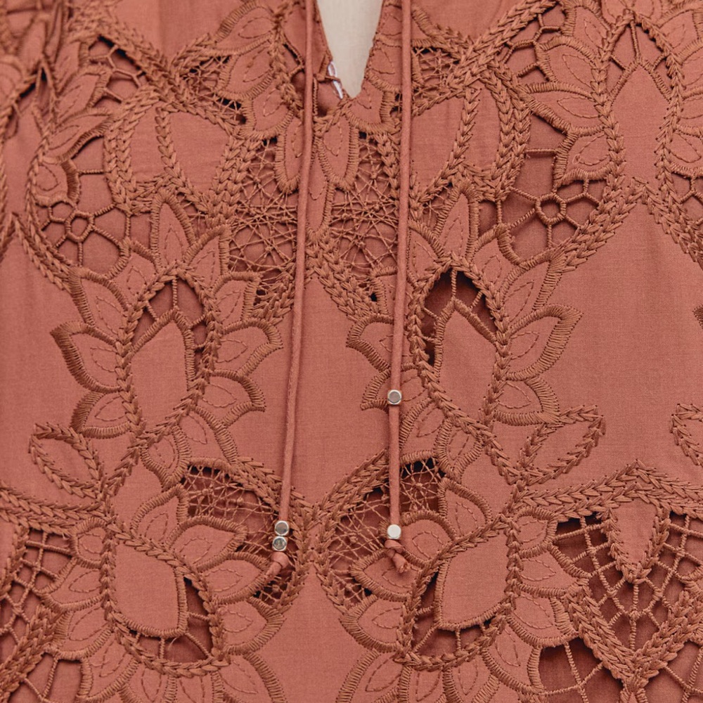 Elegant Brown Lace Dress - Picture 5 of 6